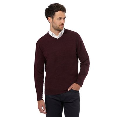 The Collection Big and tall dark purple V-neck jumper